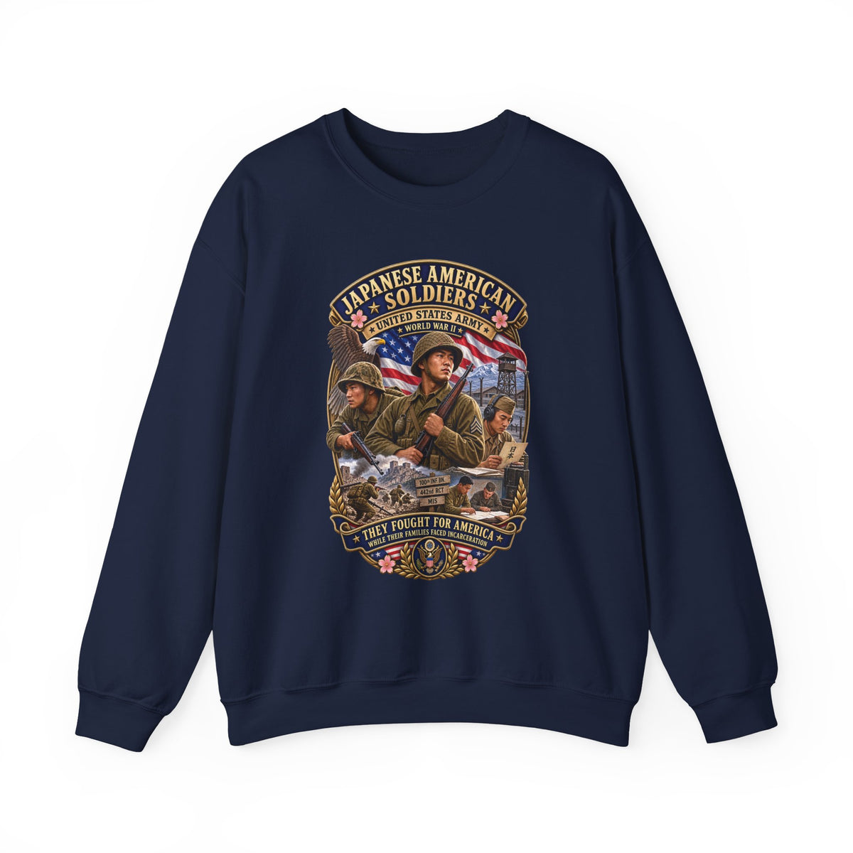 Crewneck Sweatshirt - Japanese American WWII Soldiers - 3D - Enhanced