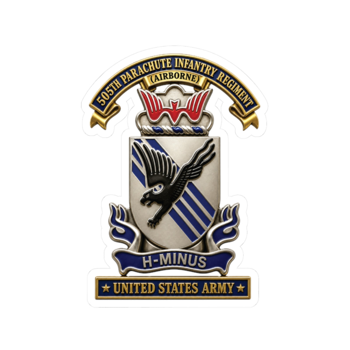 Kiss-Cut Stickers - Army - 505th Parachute Infantry Regiment (PIR) - DUI - United States Army - 3D - Enhanced