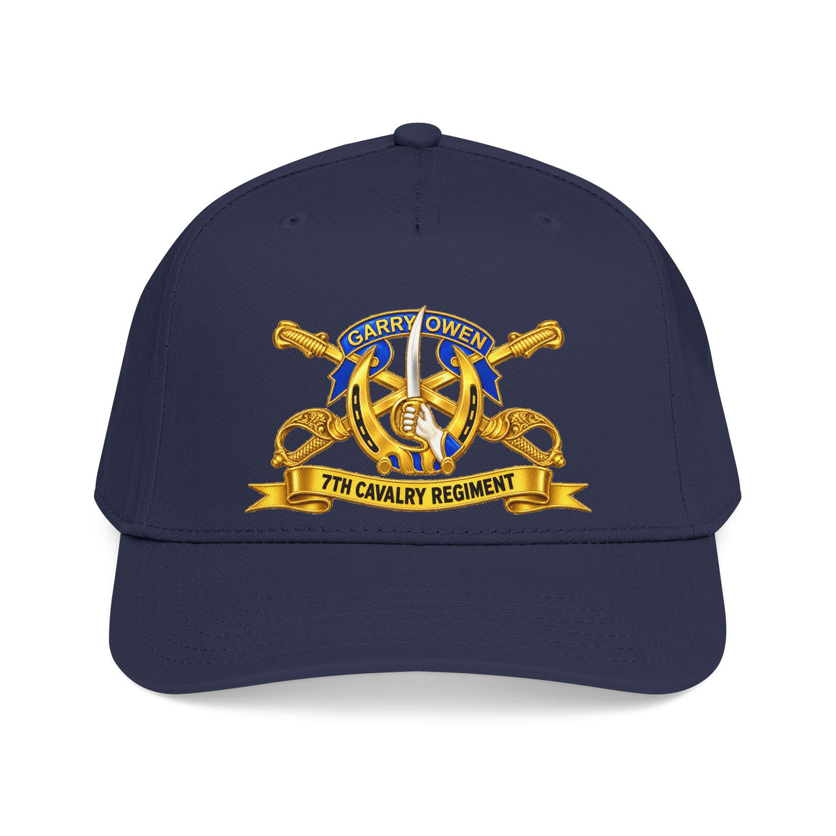 Mid Profile Baseball Cap — 7th Cavalry Regiment - DUI, Br, Ribbon wo Scene - 3D - Transparent