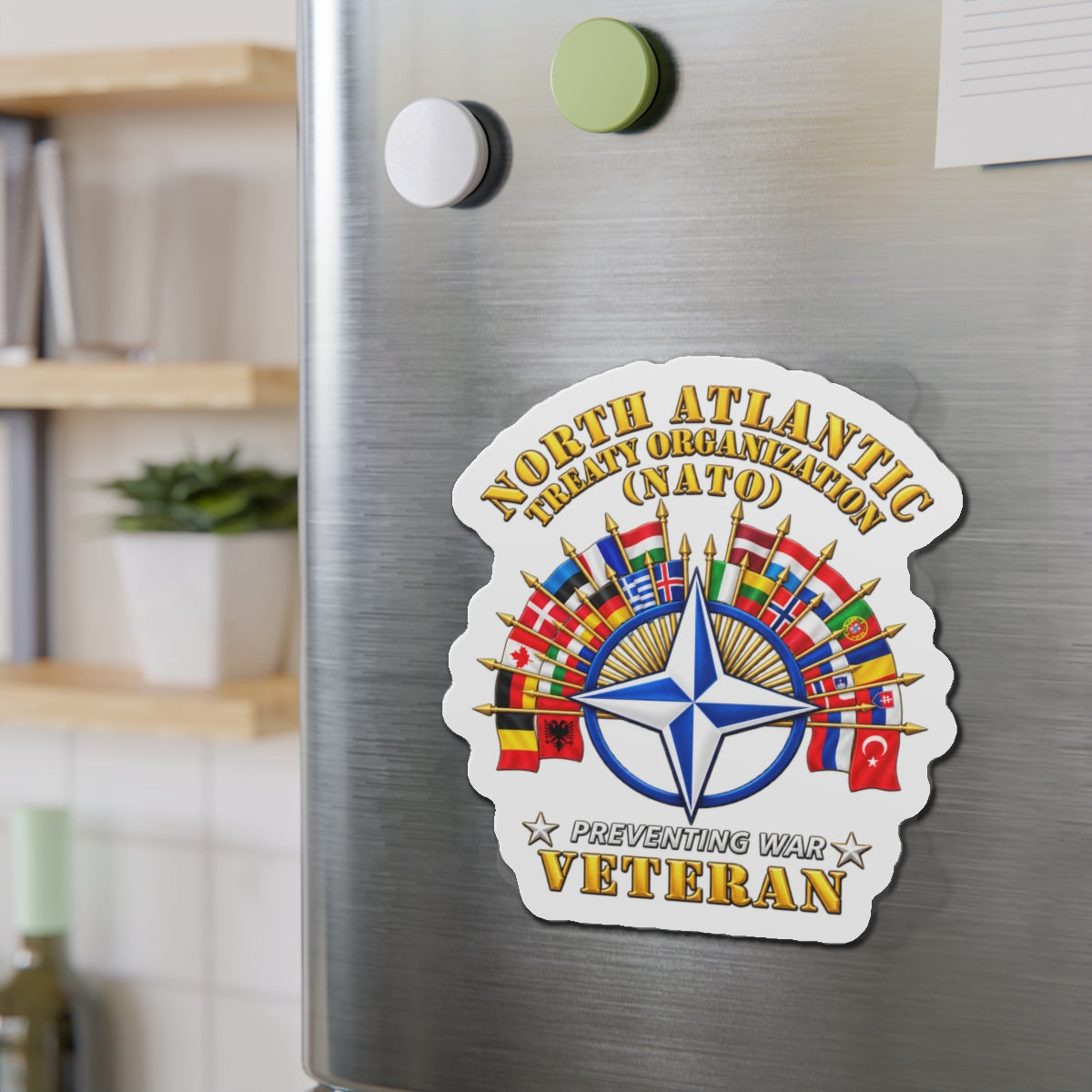 Die-Cut Magnets — NATO - Polished NATO Veteran - with flags - 3D - Transparent