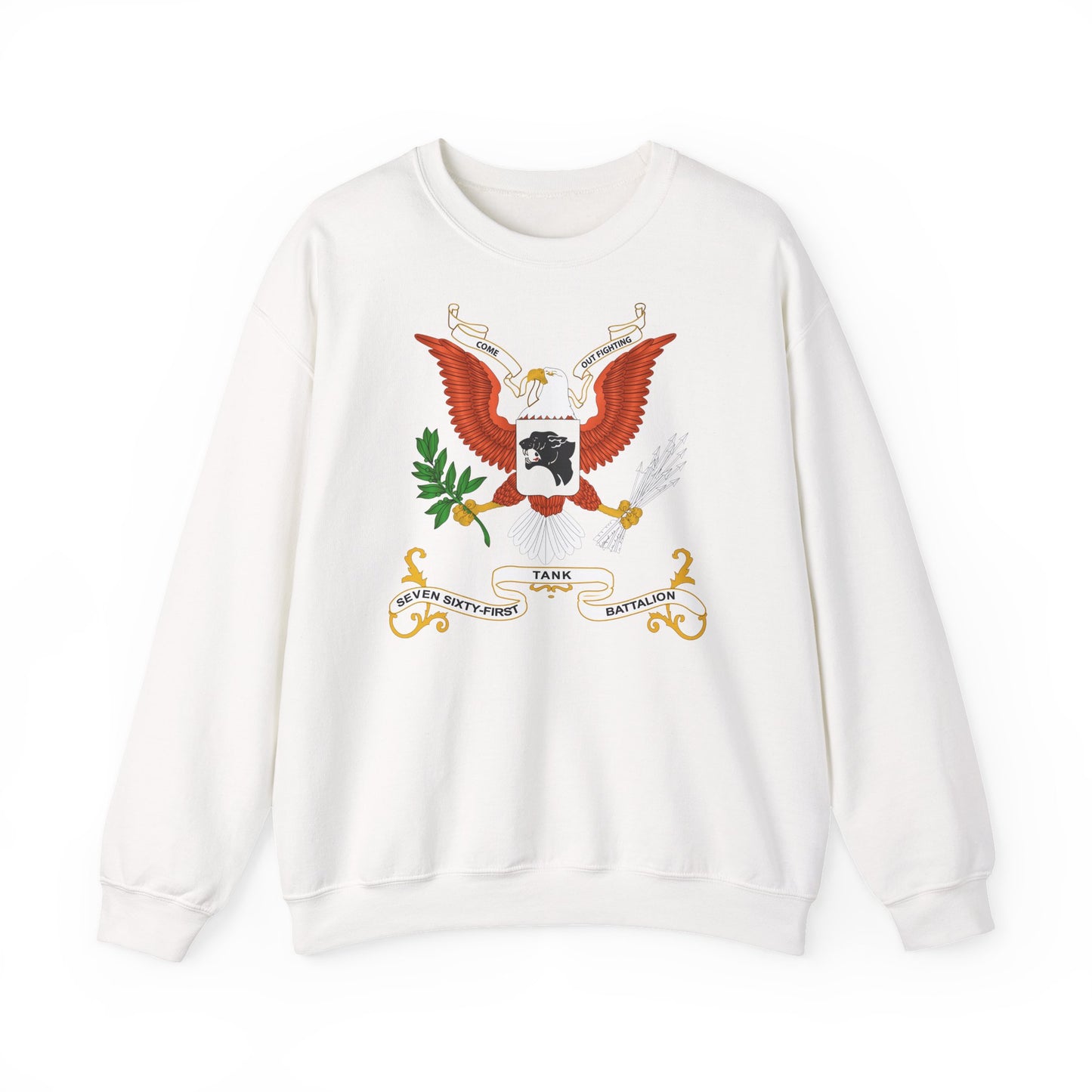 Crewneck Sweatshirt - Army - Regimental Colors - 761st Tank Battalion - Come Out Fighting