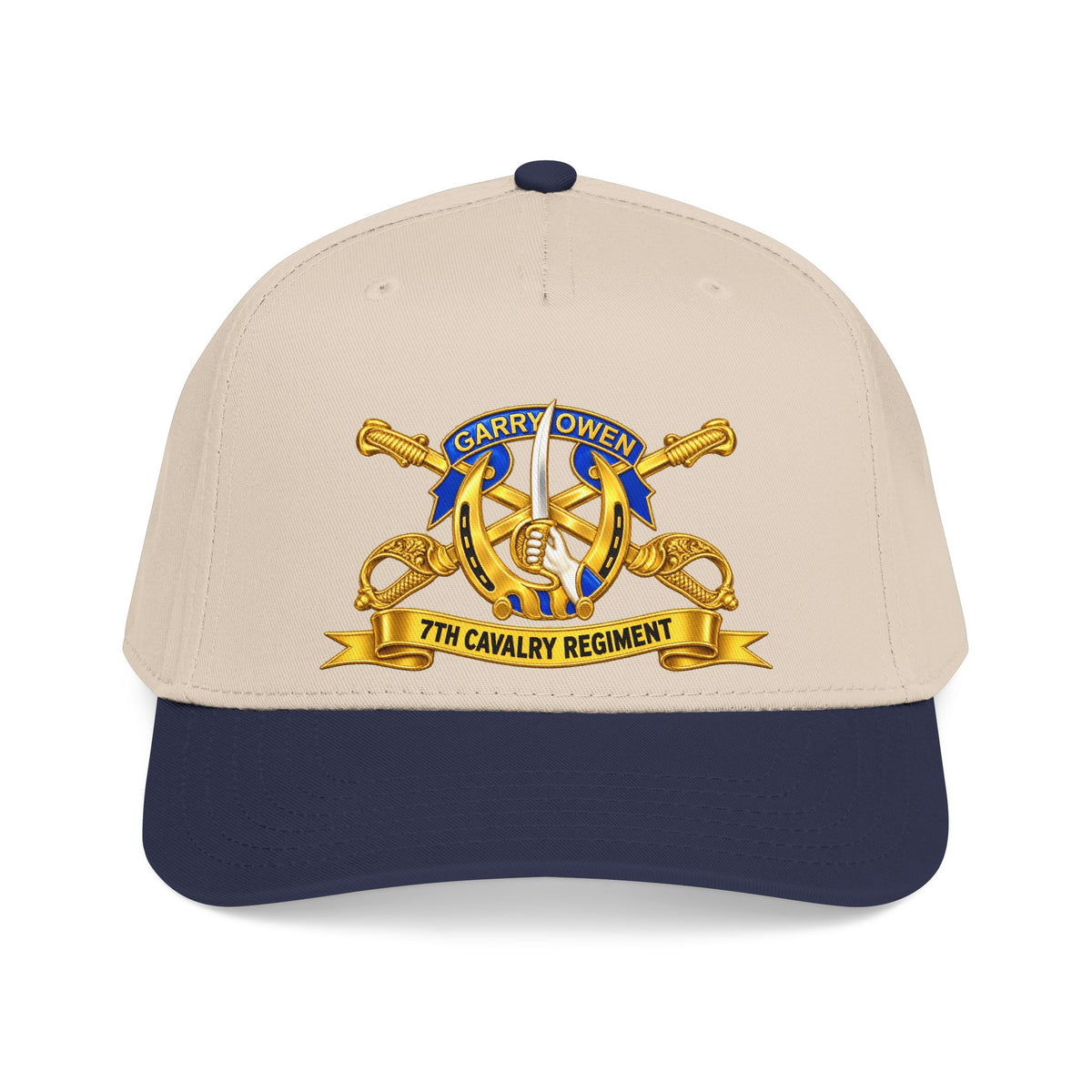 Mid Profile Baseball Cap — 7th Cavalry Regiment - DUI, Br, Ribbon wo Scene - 3D - Transparent