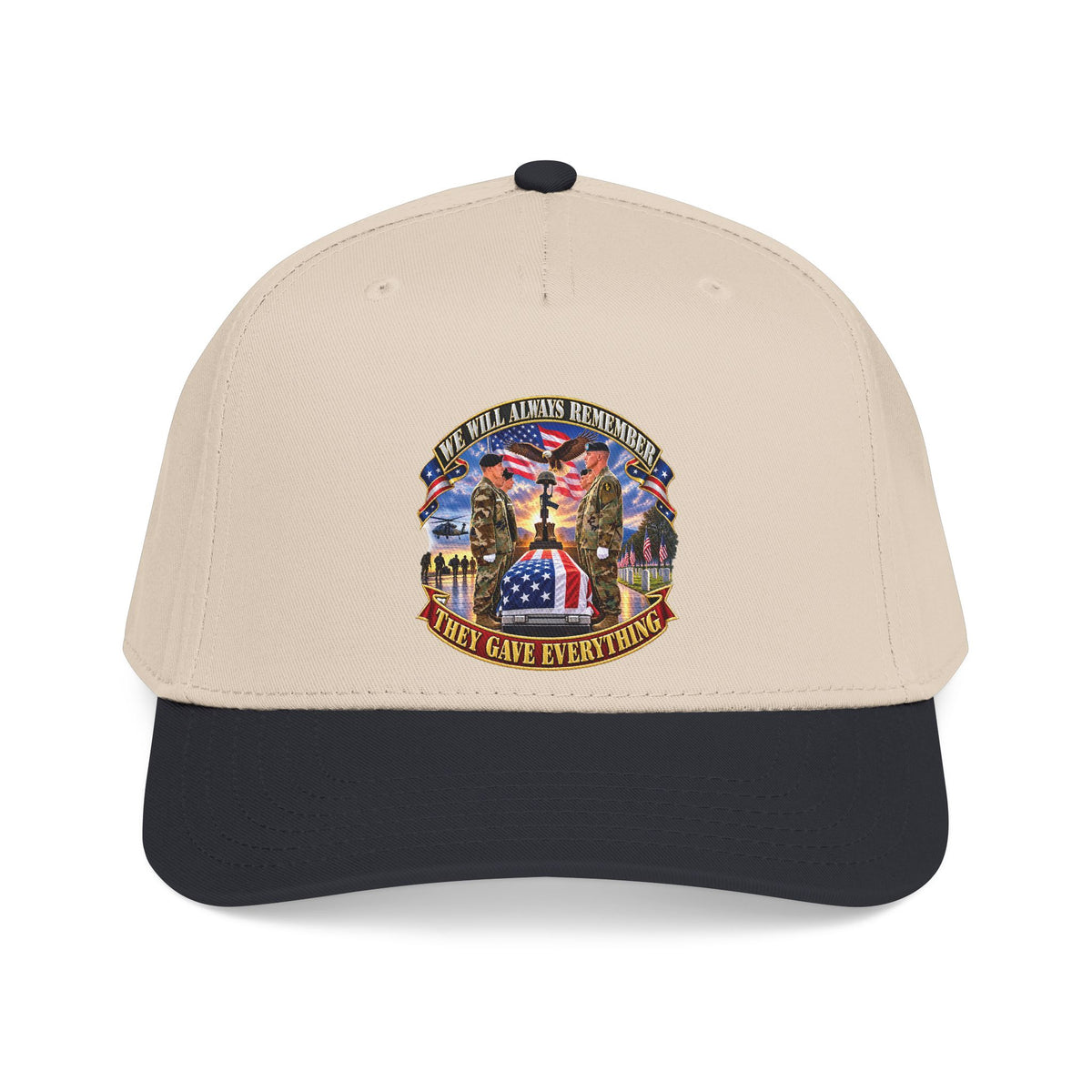 Mid Profile Baseball Cap - Emblem - We Will Always Remember - They Gave Everything - 3D - Enhanced