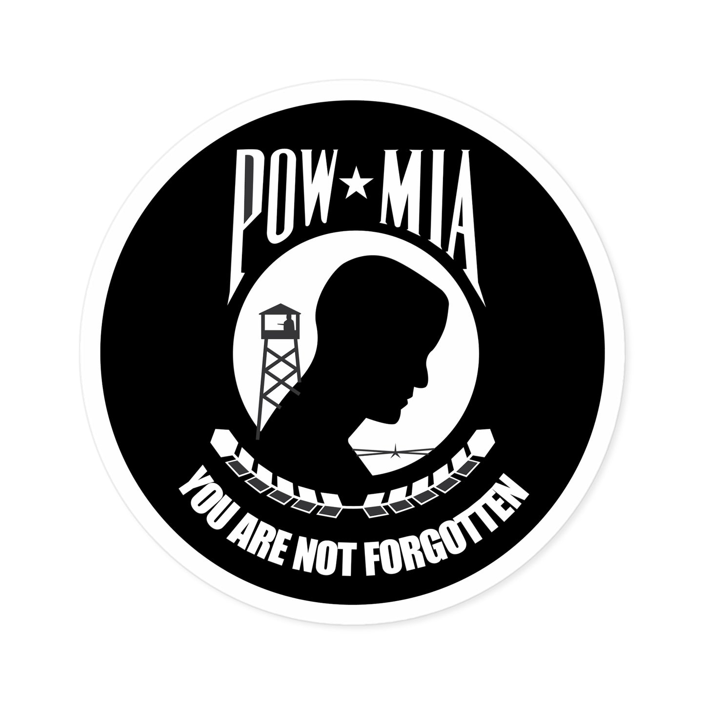 Round Stickers, Indoor\Outdoor POW/MIA Stickers - POWs/MIAs - YOU ARE NOT FORGOTTEN!