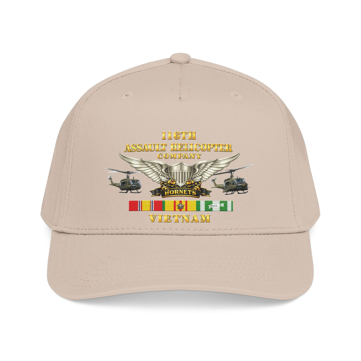 Mid Profile Baseball Cap - Army - 116th Assault Helicopter Co w  Aviator Badge w VN SVC - HORNETS - Side X Side - 3D - Enhanced