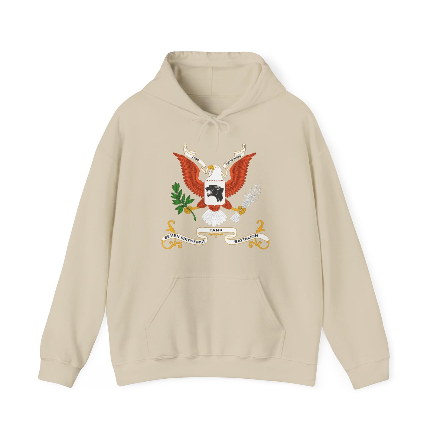 Unisex Heavy Blend Hooded Sweatshirt - Army - Regimental Colors - 761st Tank Battalion - Come Out Fighting