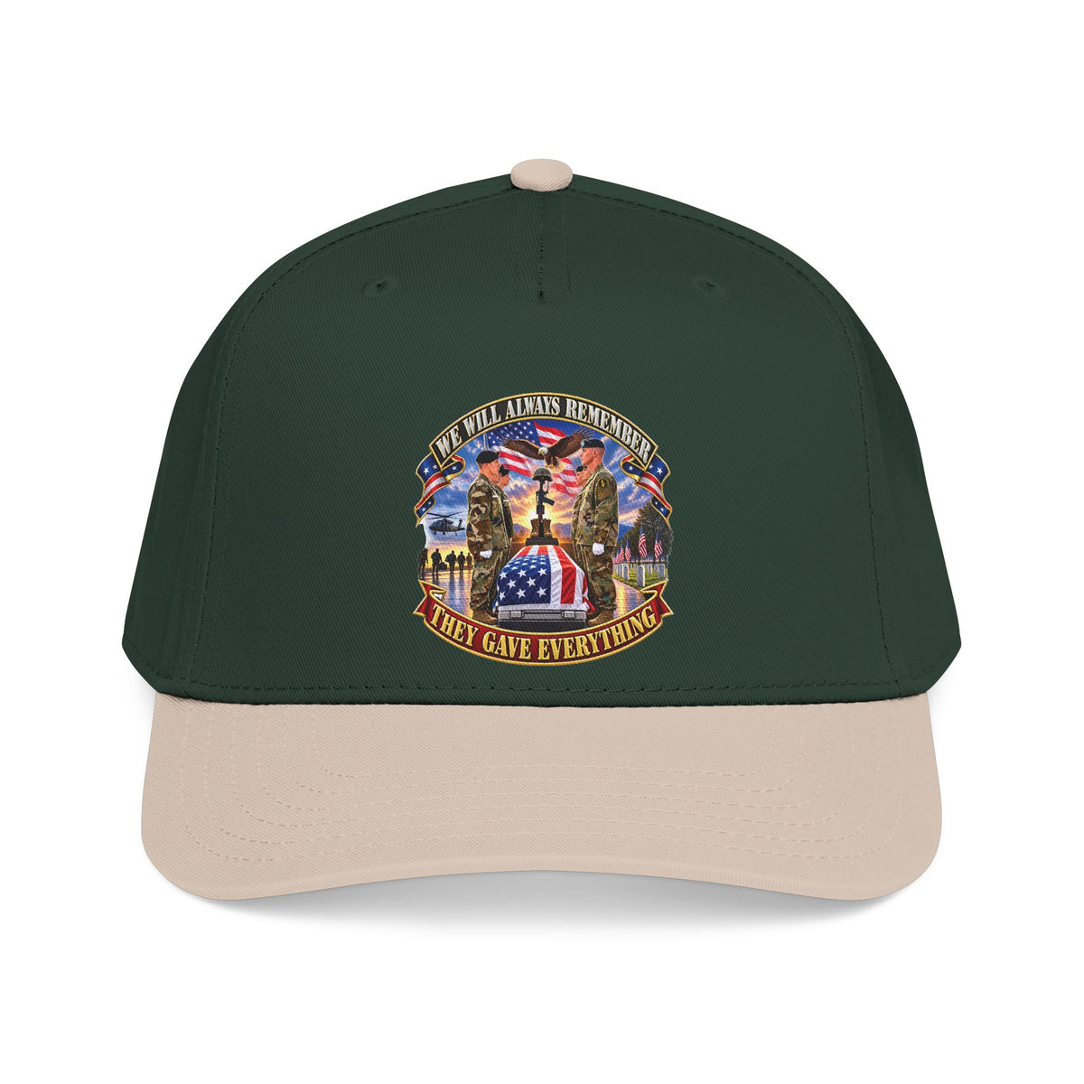 Mid Profile Baseball Cap - Emblem - We Will Always Remember - They Gave Everything - 3D - Enhanced