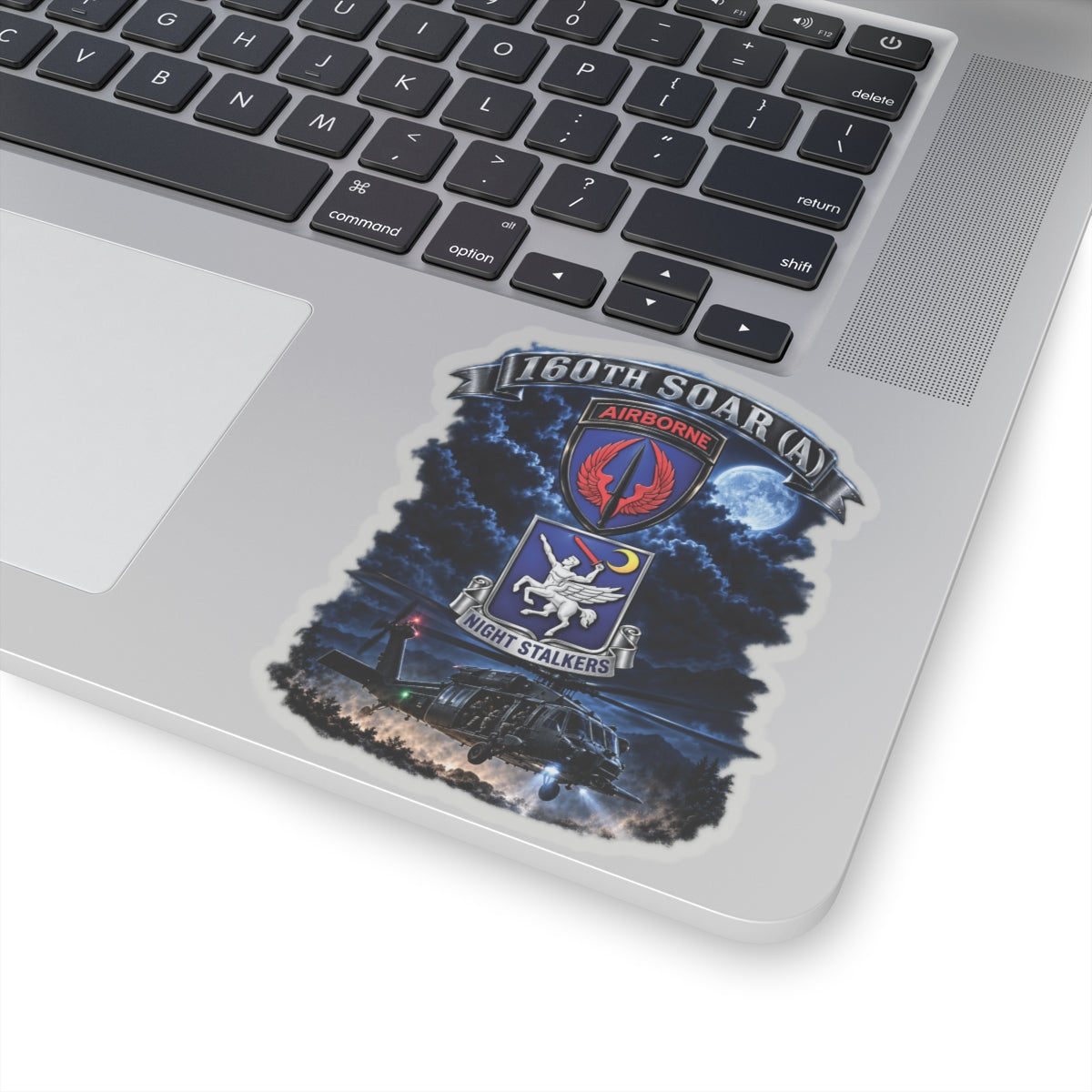 Kiss-Cut Stickers - USASOAC - SSI, 160th Special Operations Regiment Airborne  DUI with Scene Blackhawk - 3D - Enhanced