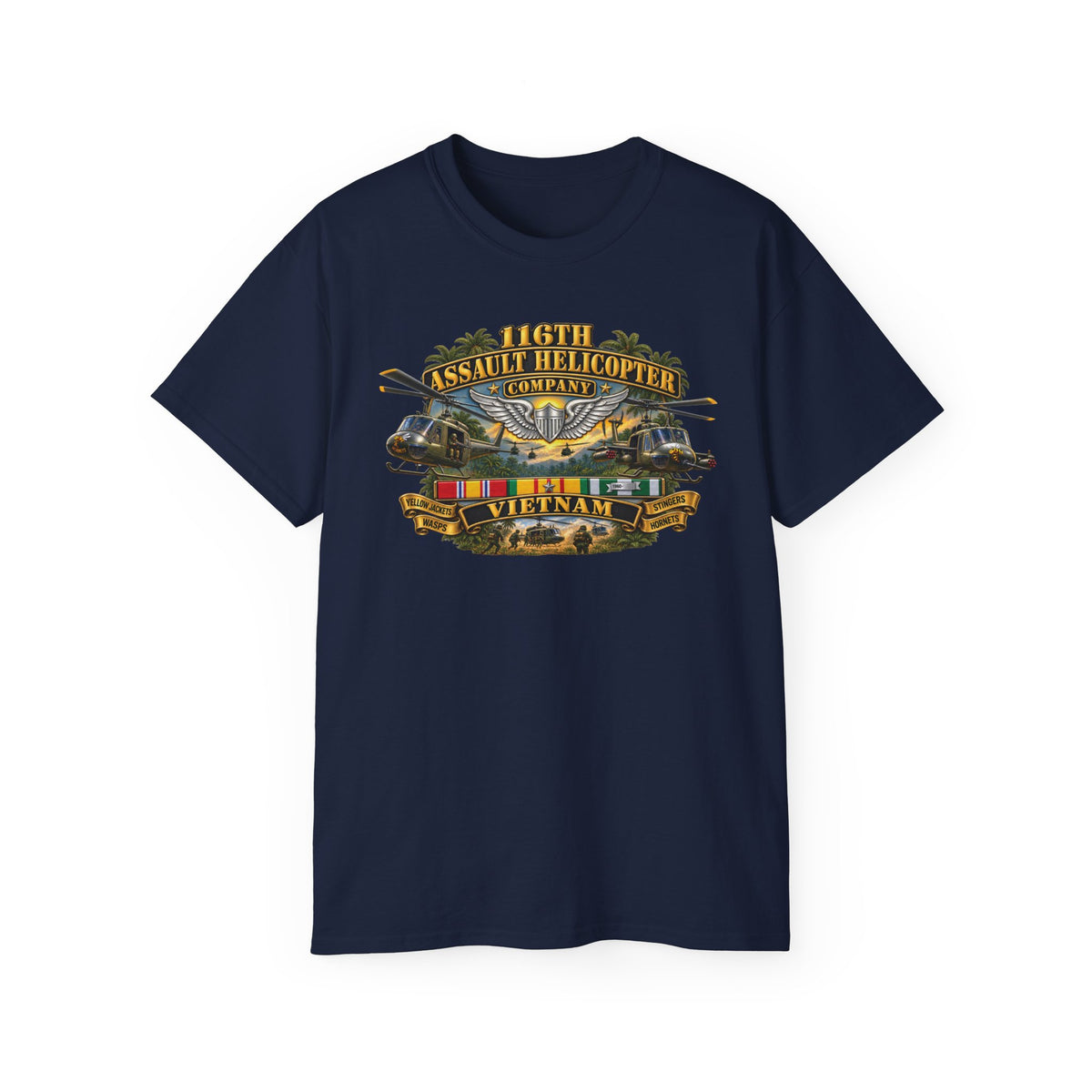 Unisex Ultra Cotton Tee - Army - 116th Assault Helicopter Co w  Aviator Badge w VN SVC - HORNETS - 3D - Enhanced
