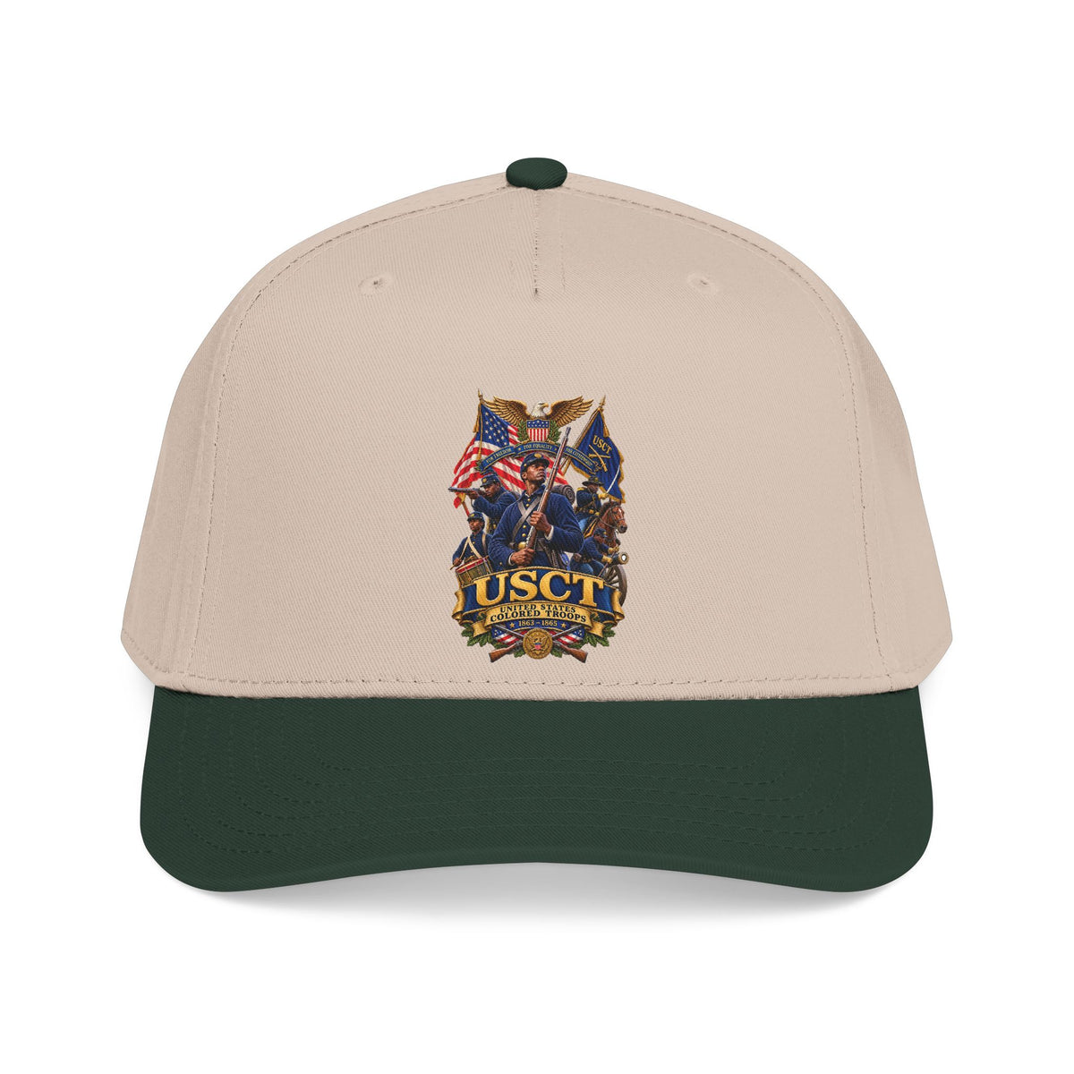 Mid Profile Baseball Cap - United States Colored Troops (USCT) - Civil War - 3D - Enhanced