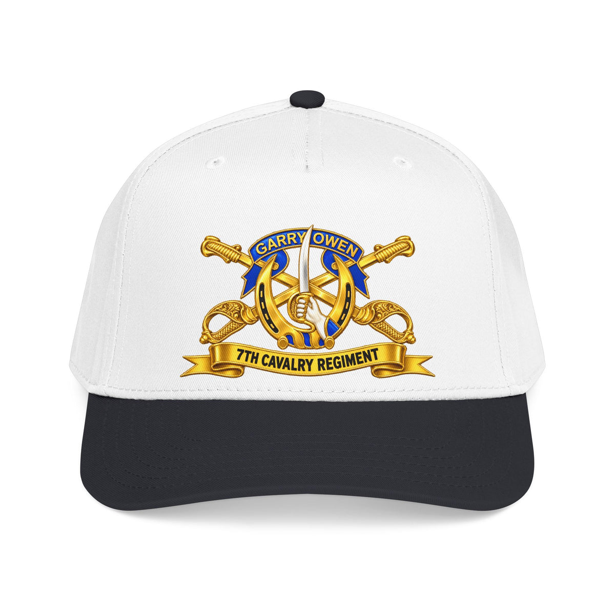 Mid Profile Baseball Cap — 7th Cavalry Regiment - DUI, Br, Ribbon wo Scene - 3D - Transparent