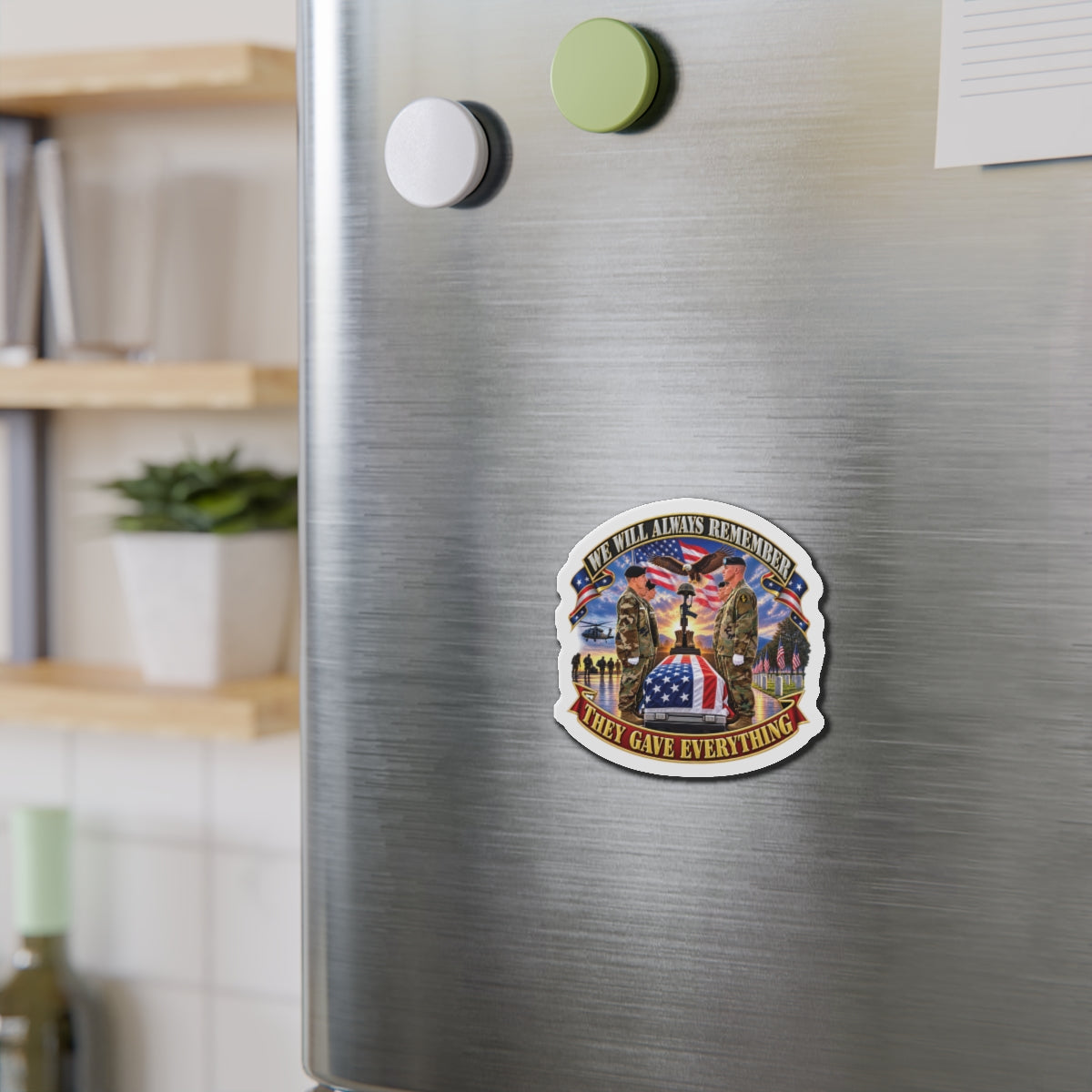Die-Cut Magnets — Emblem - We Will Always Remember - They Gave Everything - 3D - Enhanced