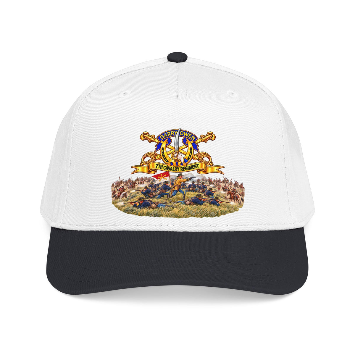 Mid Profile Baseball Cap - 7th Cavalry Regiment - DUI, Br, Ribbon w  Battle of Little Big Horn Scene - 3D - Transparent