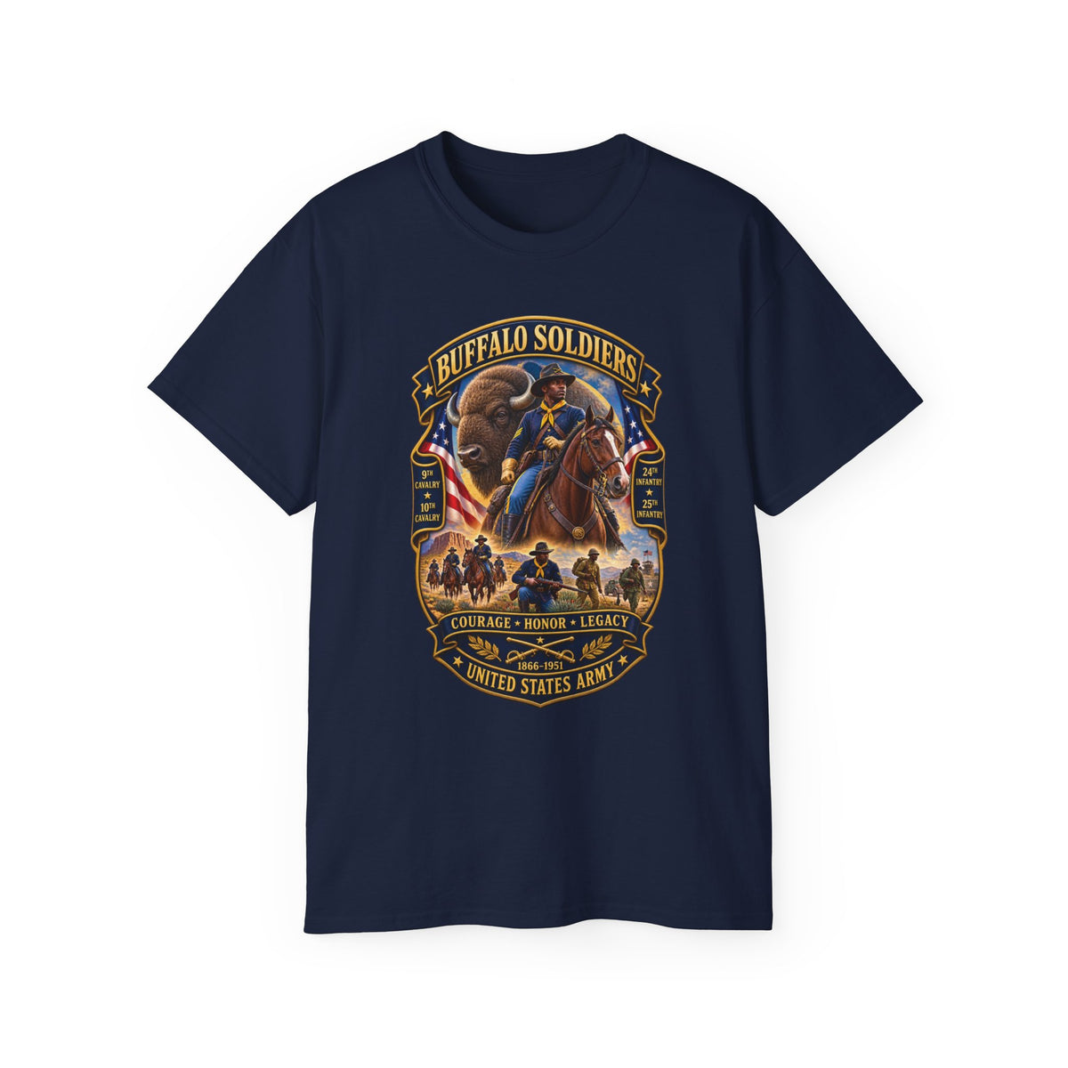 Unisex Ultra Cotton Tee - Overall Buffalo Soldiers Tribute - 3D - Enhanced