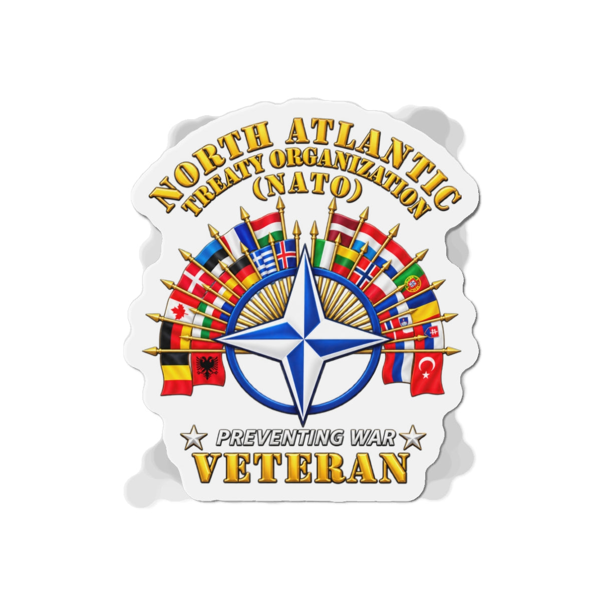 Die-Cut Magnets — NATO - Polished NATO Veteran - with flags - 3D - Transparent