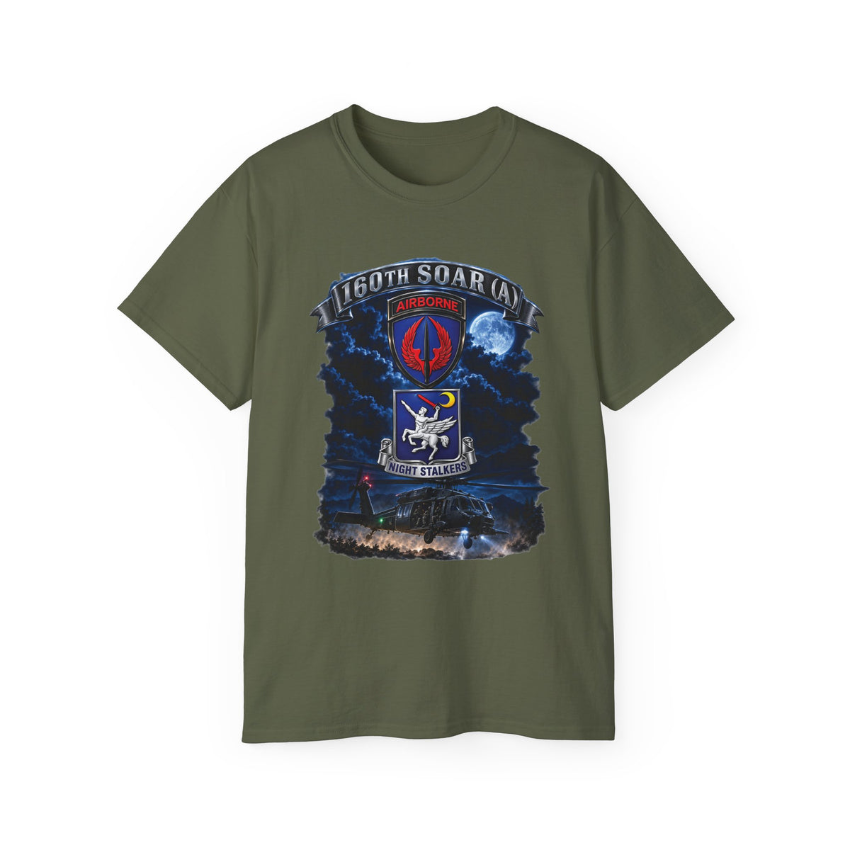 Unisex Ultra Cotton Tee - USASOAC - SSI, 160th Special Operations Regiment Airborne  DUI with Scene Blackhawk - 3D - Enhanced