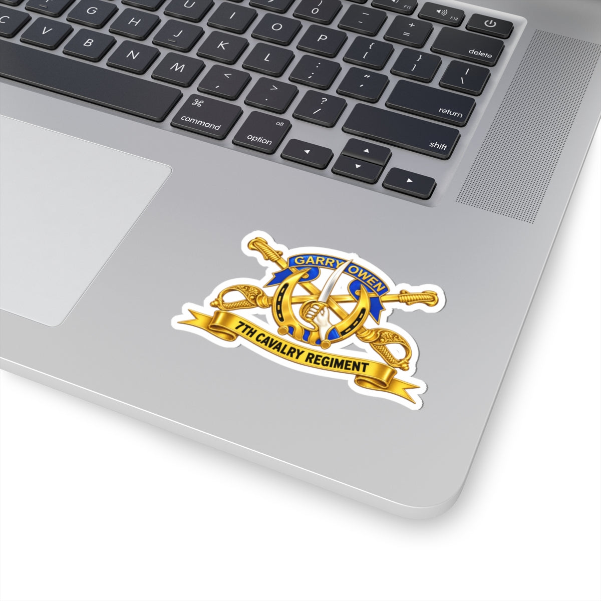 Kiss-Cut Stickers - 7th Cavalry Regiment - DUI, Br, Ribbon wo Scene - 3D - Transparent