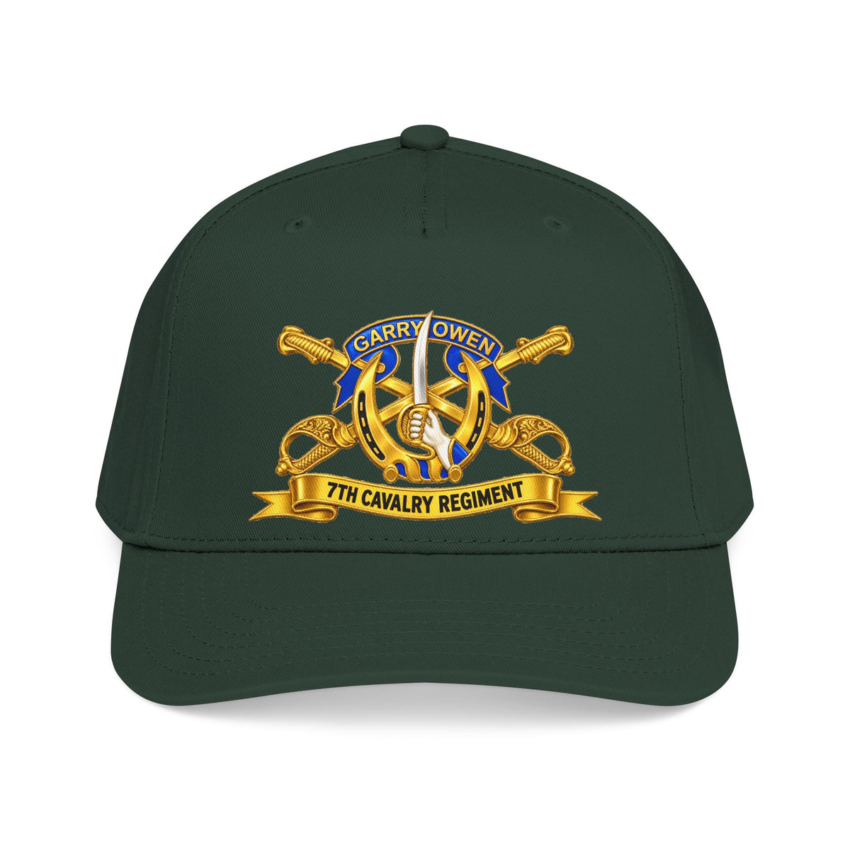 Mid Profile Baseball Cap — 7th Cavalry Regiment - DUI, Br, Ribbon wo Scene - 3D - Transparent