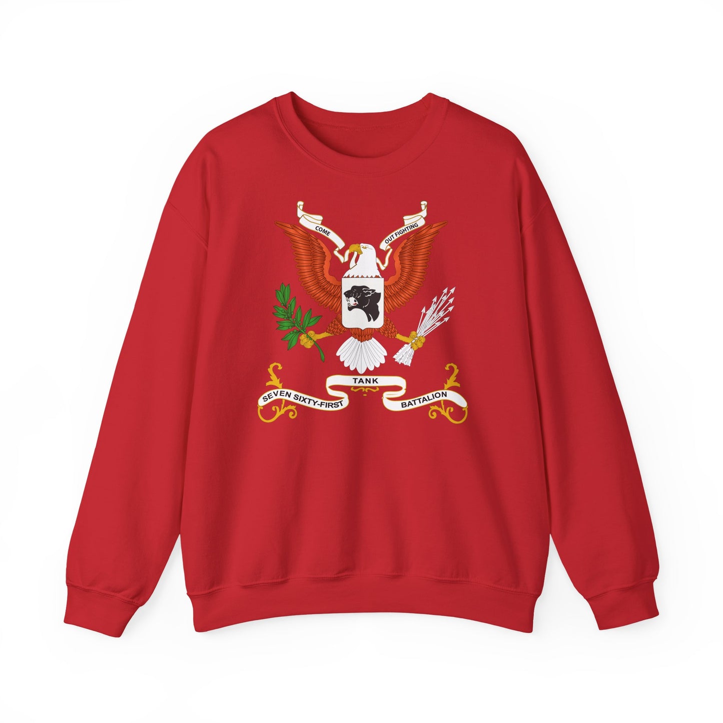 Crewneck Sweatshirt - Army - Regimental Colors - 761st Tank Battalion - Come Out Fighting
