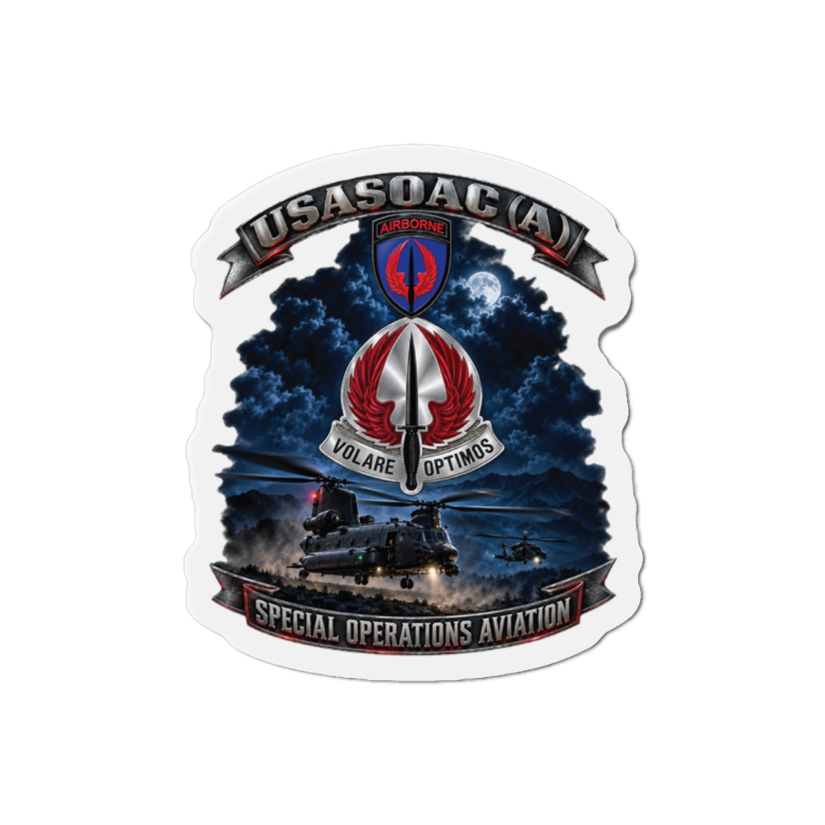 Die-Cut Magnets — USA Special Operations Aviation Command (Airborne) - SSI, DUI with Scene - 3D - Enhanced
