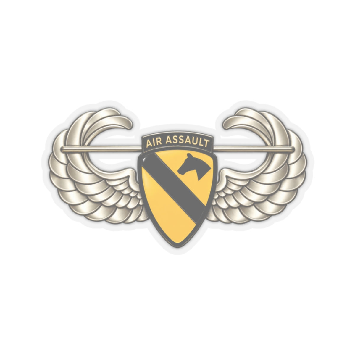 Kiss-Cut Stickers - 1st Cavalry Division w Air Assault Tab on Airborne Badge wo Txt - 3D - Transparent