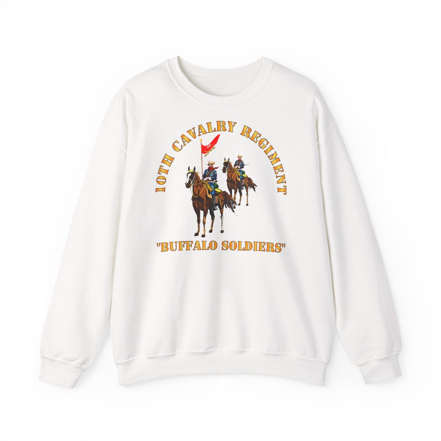 Crewneck Sweatshirt - Army - 10th Cavalry Regiment w Cavalrymen - Buffalo Soldiers