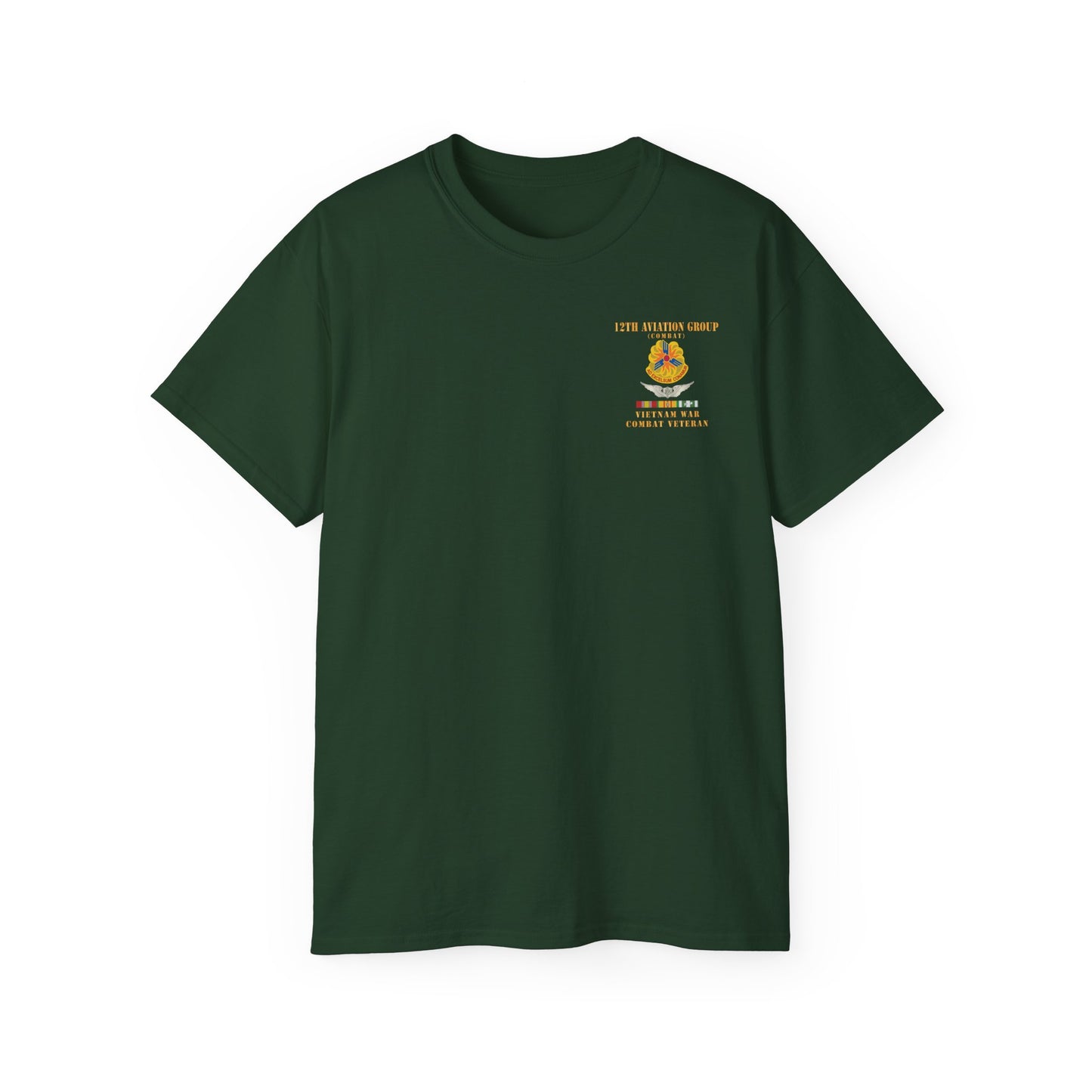Unisex Ultra Cotton Tee - Army - 12th  AVN Group, Combat -  DUI - Aircrew, Vietnam War - Veteran VN SVC X 300