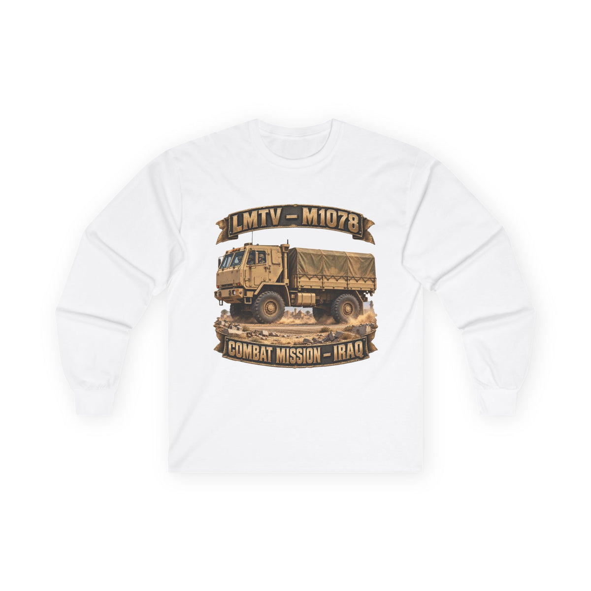 Unisex Ultra Cotton Long Sleeve Tee - Army - LMTV - 1078 - Combat Mission - Iraq - 3D - Enhanced
