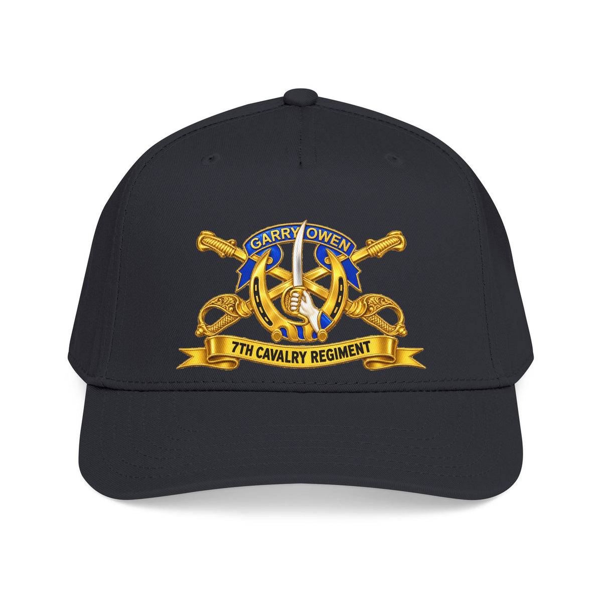 Mid Profile Baseball Cap — 7th Cavalry Regiment - DUI, Br, Ribbon wo Scene - 3D - Transparent