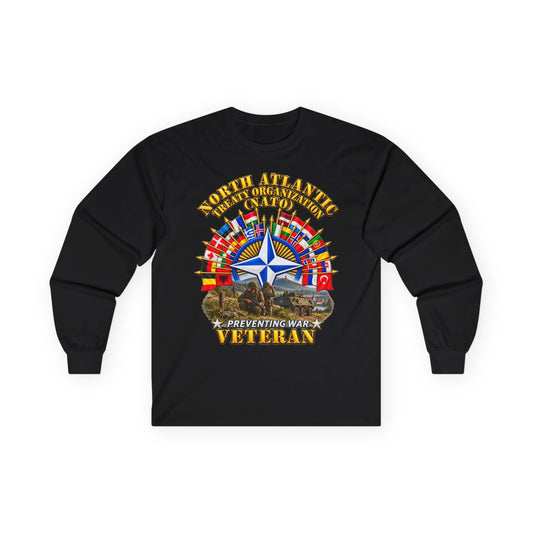Unisex Ultra Cotton Long Sleeve Tee - NATO - Polished NATO Veteran - with flags - Military Scene - 3D - Transparent