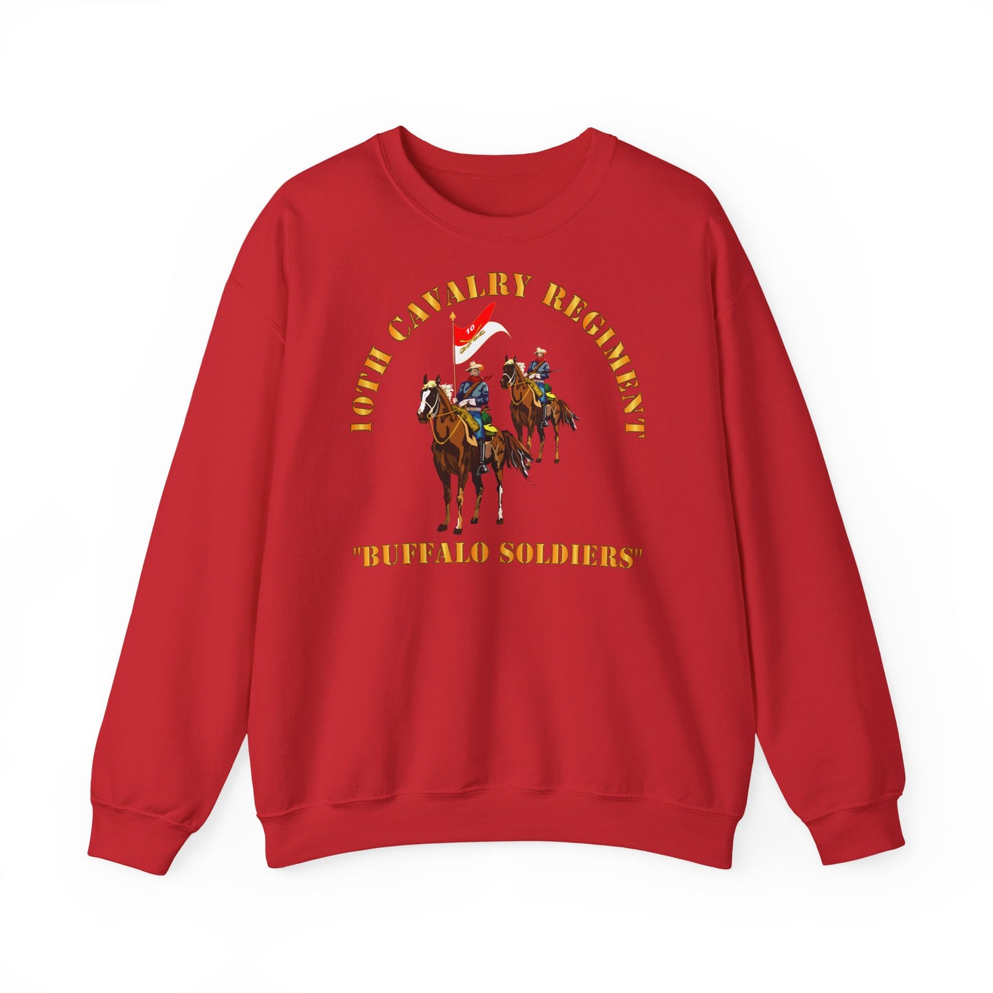 Crewneck Sweatshirt - Army - 10th Cavalry Regiment w Cavalrymen - Buffalo Soldiers