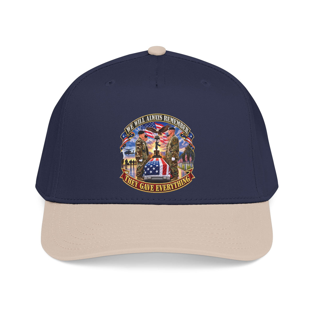 Mid Profile Baseball Cap - Emblem - We Will Always Remember - They Gave Everything - 3D - Enhanced
