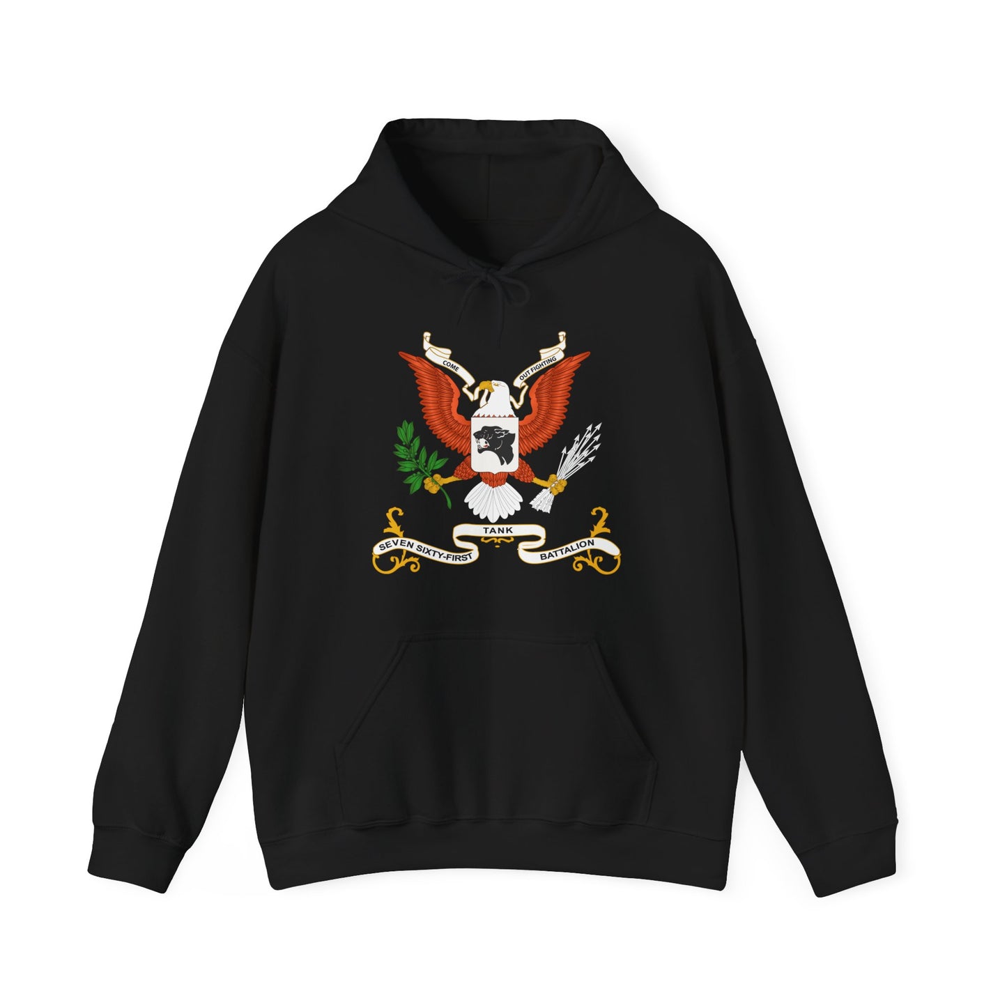 Unisex Heavy Blend Hooded Sweatshirt - Army - Regimental Colors - 761st Tank Battalion - Come Out Fighting