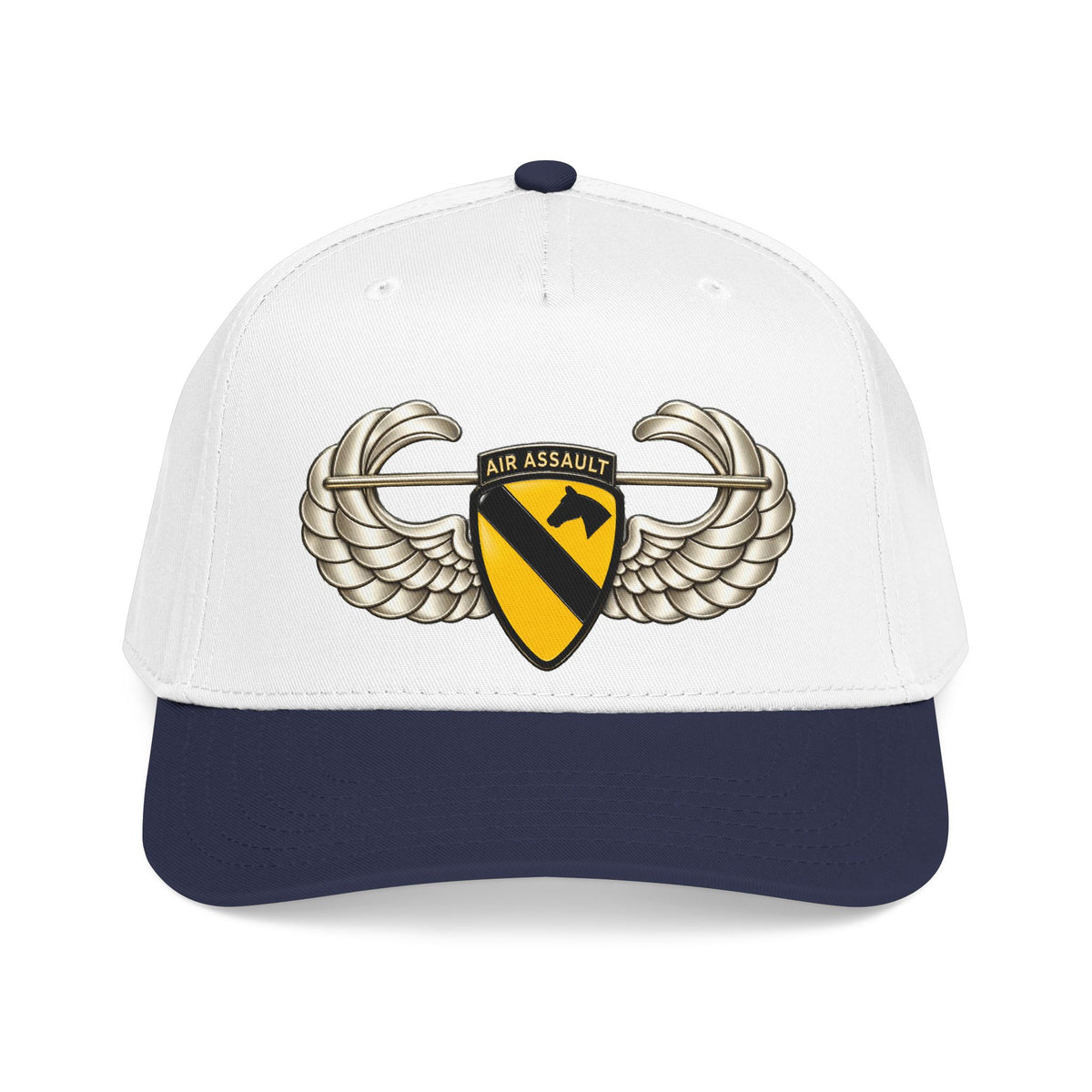 Mid Profile Baseball Cap — 1st Cavalry Division w Air Assault Tab on Airborne Badge wo Txt - 3D - Transparent