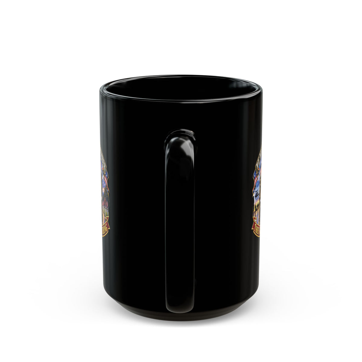 Black Mug  (15oz) - Emblem - We Will Always Remember - They Gave Everything - 3D - Enhanced