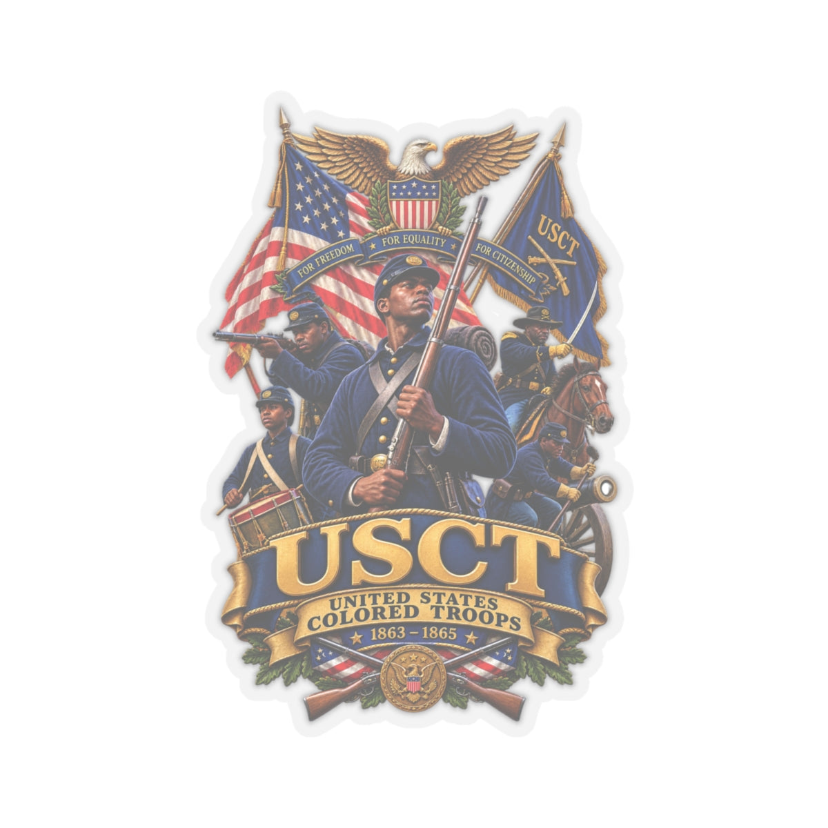 Kiss-Cut Stickers - United States Colored Troops (USCT) - Civil War - 3D - Enhanced