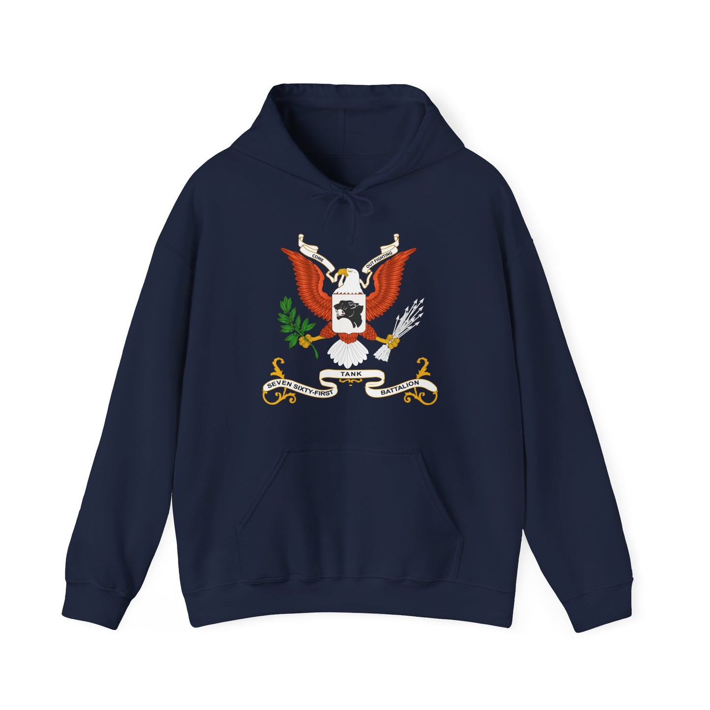 Unisex Heavy Blend Hooded Sweatshirt - Army - Regimental Colors - 761st Tank Battalion - Come Out Fighting