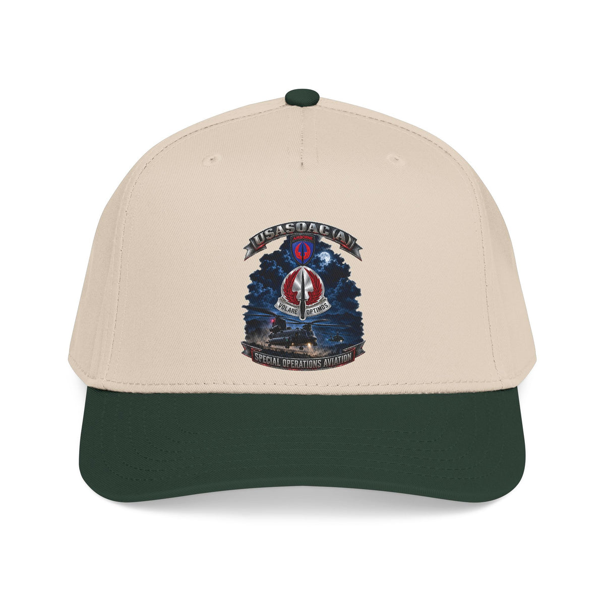Mid Profile Baseball Cap - USA Special Operations Aviation Command (Airborne) - SSI, DUI with Scene - 3D - Enhanced