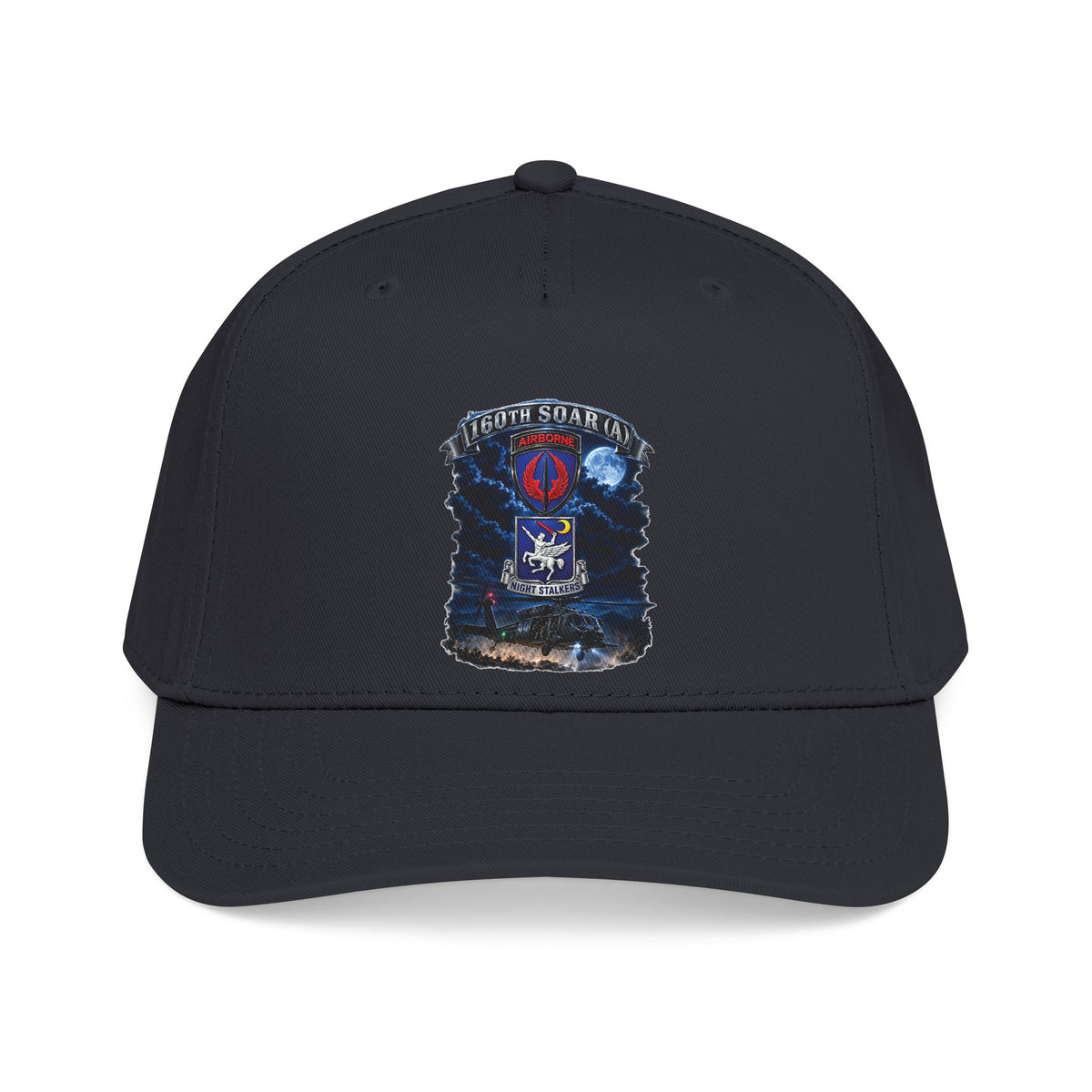 Mid Profile Baseball Cap - USASOAC - SSI, 160th Special Operations Regiment Airborne  DUI with Scene Blackhawk - 3D - Enhanced