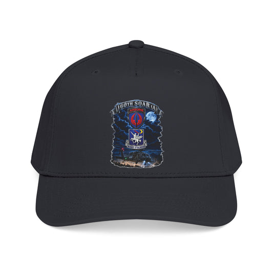 Mid Profile Baseball Cap - USASOAC - SSI, 160th Special Operations Regiment Airborne  DUI with Scene Blackhawk - 3D - Enhanced