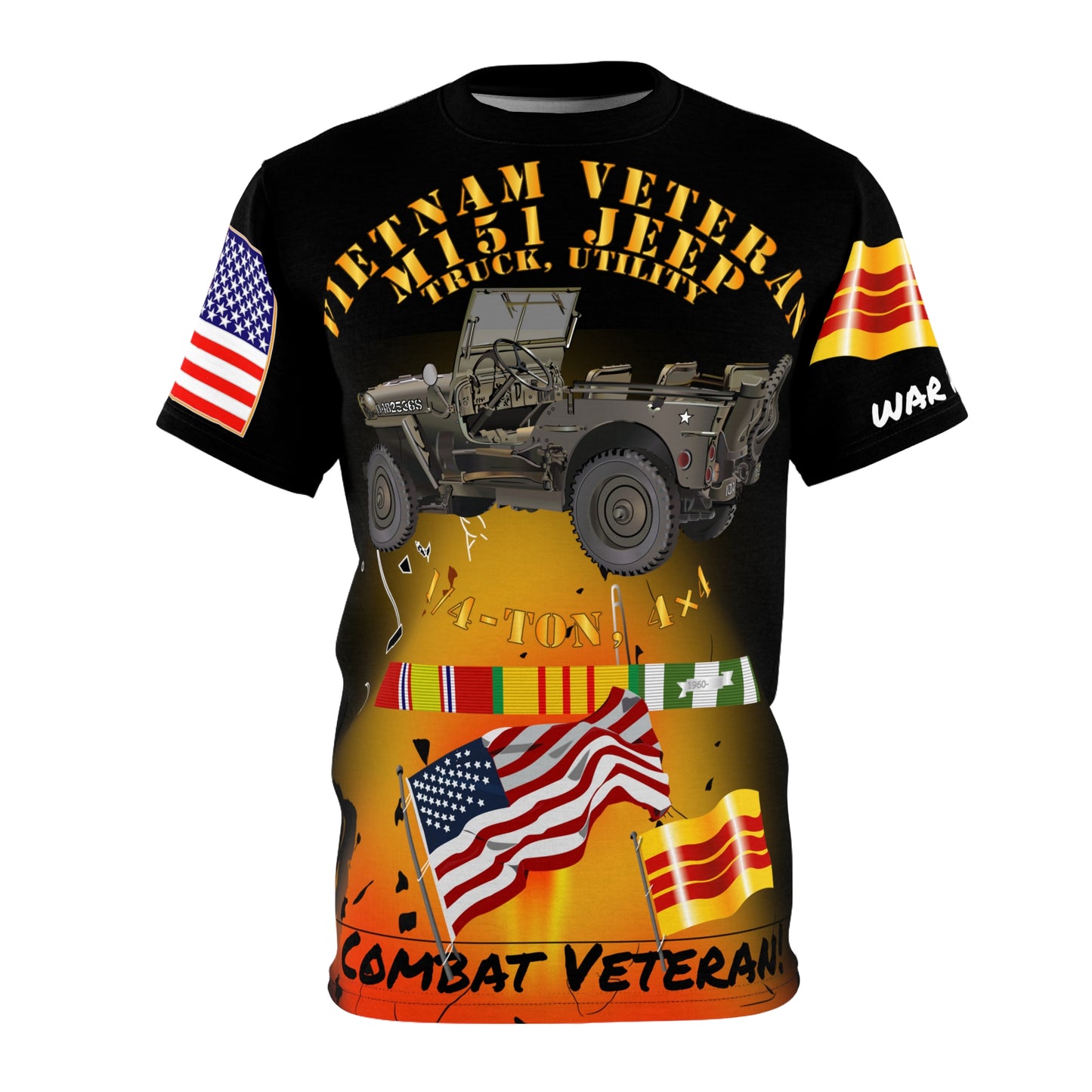 AOP - Vietnam War -  M151 Military Jeep - Combat Veteran with Vietnam Service Ribbons