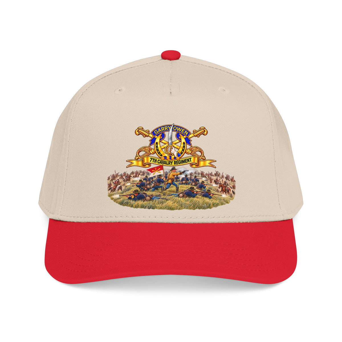 Mid Profile Baseball Cap - 7th Cavalry Regiment - DUI, Br, Ribbon w  Battle of Little Big Horn Scene - 3D - Transparent