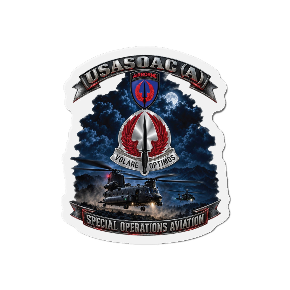 Die-Cut Magnets — USA Special Operations Aviation Command (Airborne) - SSI, DUI with Scene - 3D - Enhanced