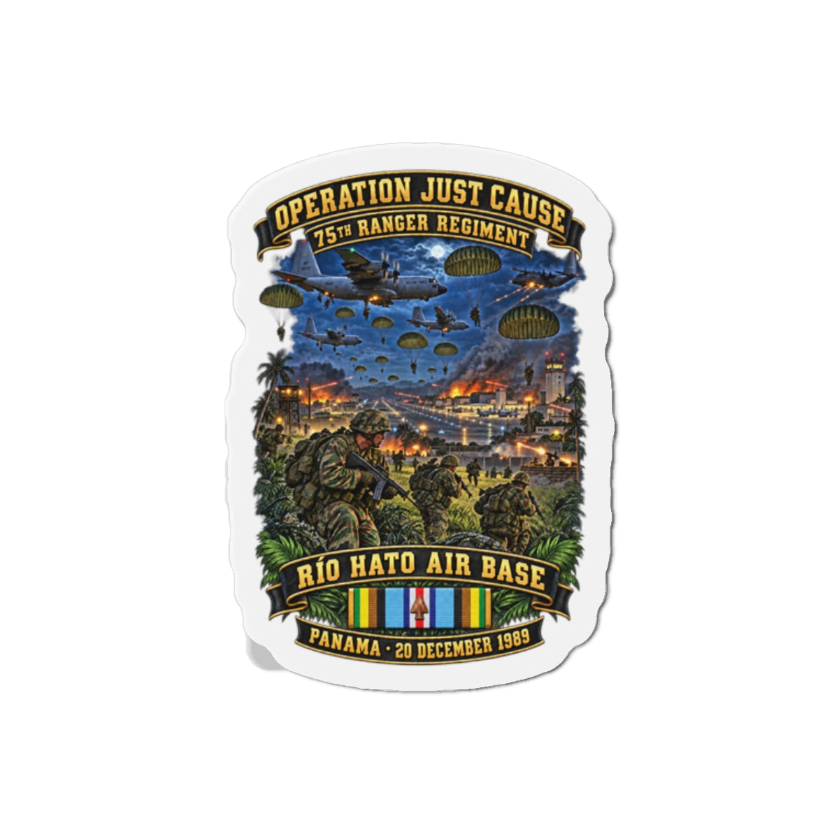 Die-Cut Magnets — SOF - Operation Just Cause  - Panama Invasion 1989 - 75th Ranger Rgt - Rio Hato Air Base - 3D - Enhanced