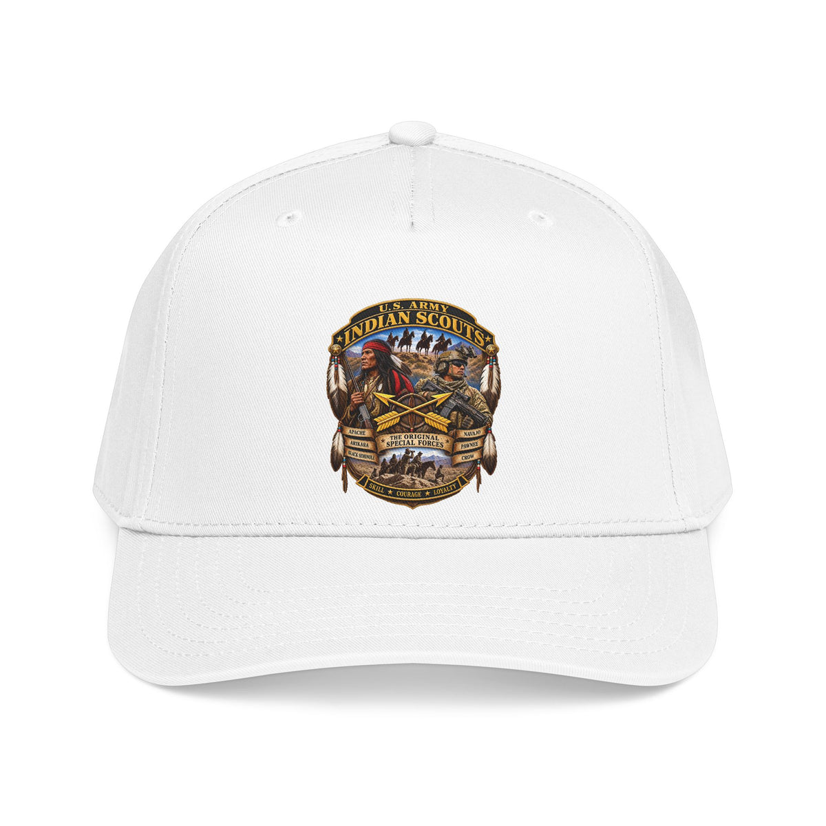 Mid Profile Baseball Cap - United States Indian Scouts (USS) - Original Special Forces - 3D - Enhanced