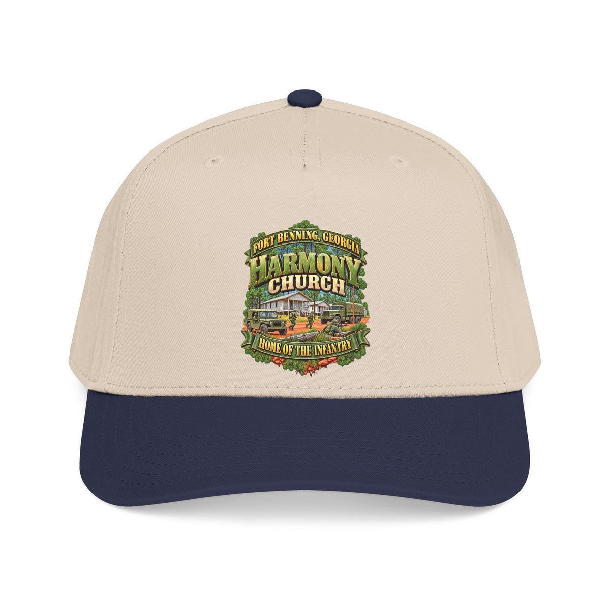 Mid Profile Baseball Cap - Fort Benning, Georgia, Harmony Church - Home of the Infantry - 3D - Enhanced