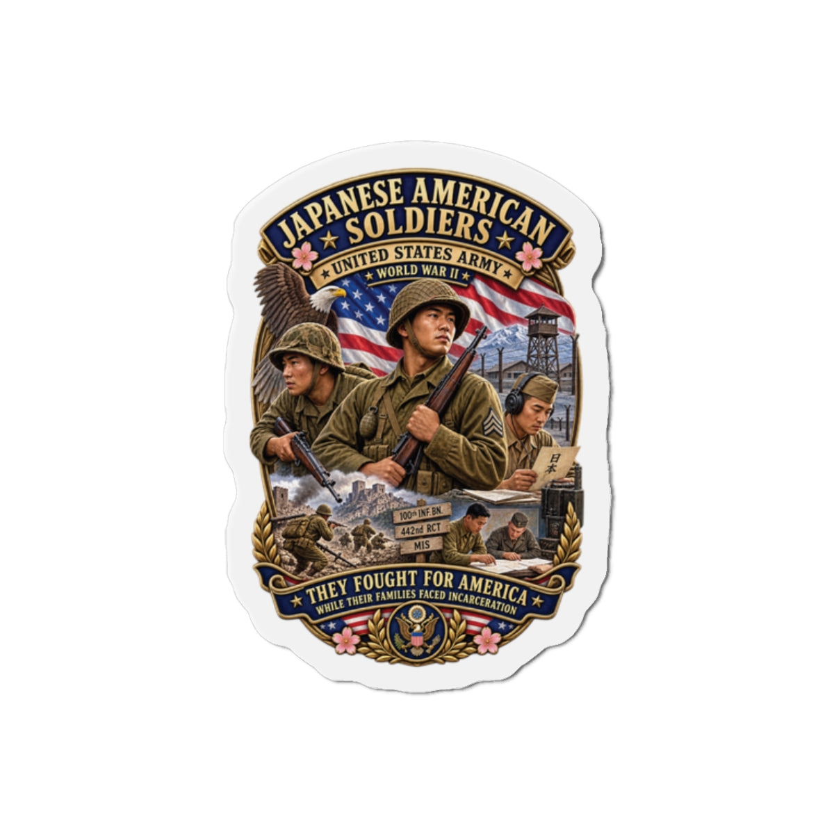 Die-Cut Magnets — Japanese American WWII Soldiers - 3D - Enhanced
