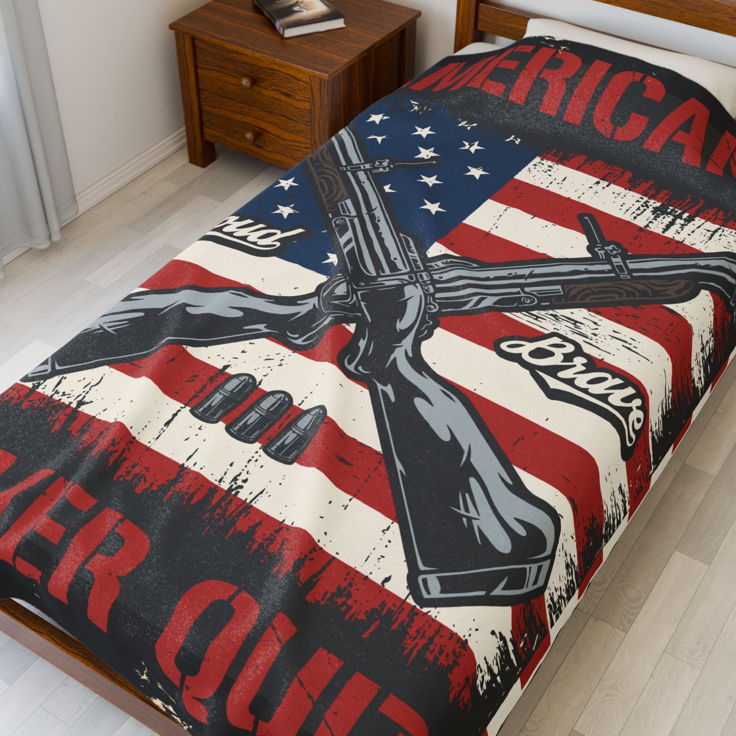 Velveteen Plush Blanket - Americans Never Quit