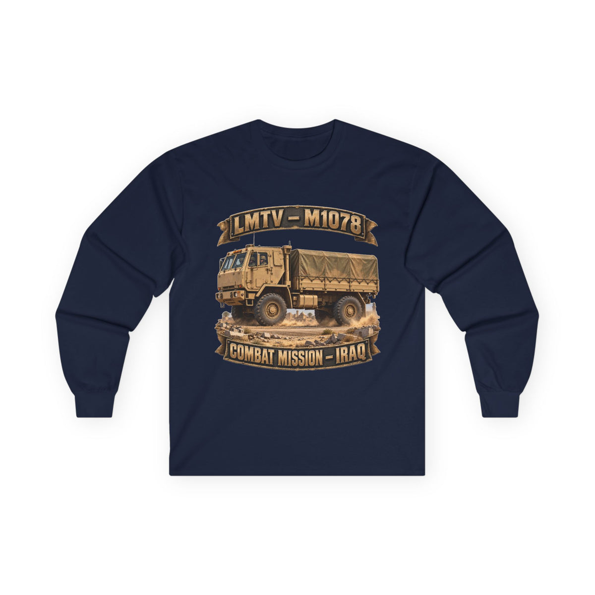 Unisex Ultra Cotton Long Sleeve Tee - Army - LMTV - 1078 - Combat Mission - Iraq - 3D - Enhanced