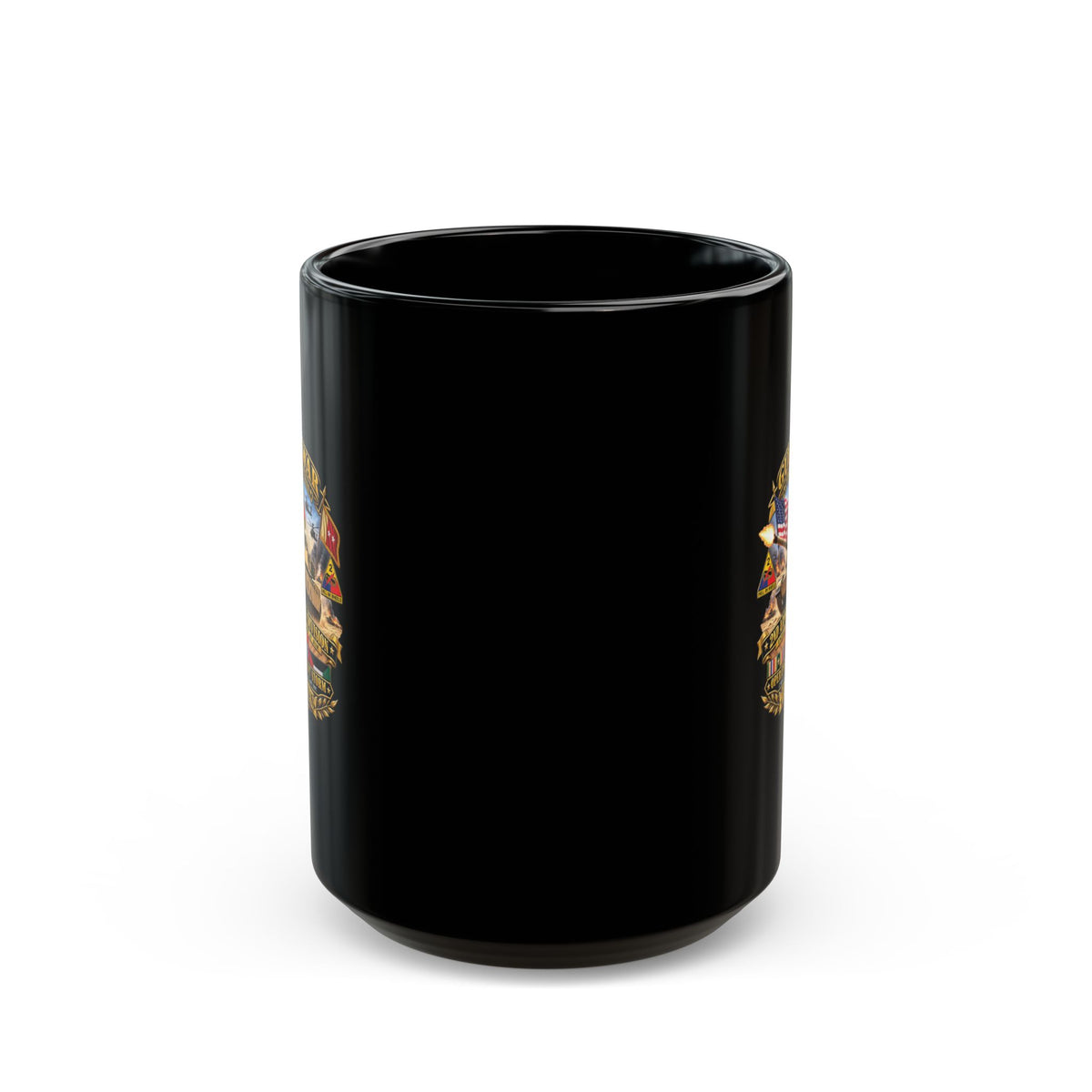 Black Mug  (15oz) - Army - Desert Storm - 2nd Armored Div - Combat Vereran Veteran w GULF SVC - 3D - Enhanced